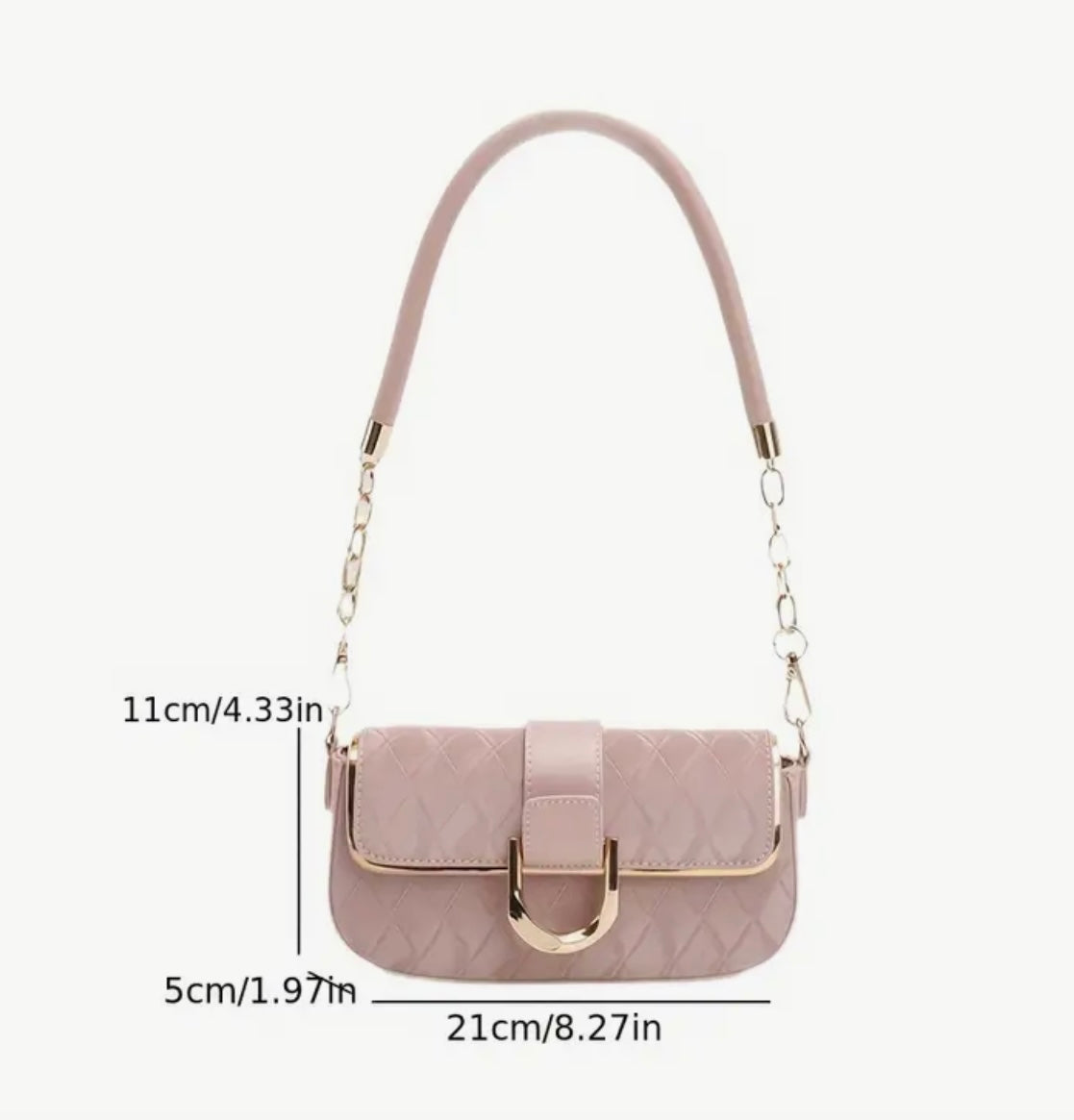 Ivory Luxe Chain-Accent Shoulder Bag (powder pink)