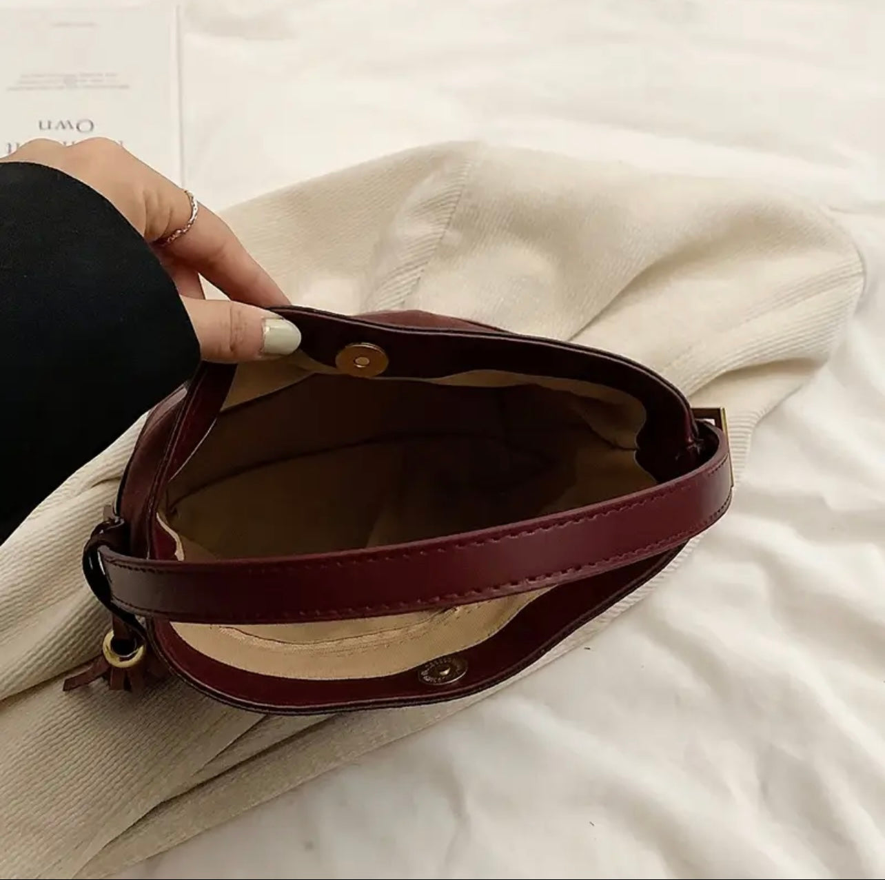 Vintage Charm Suede & Leather Bucket Bag