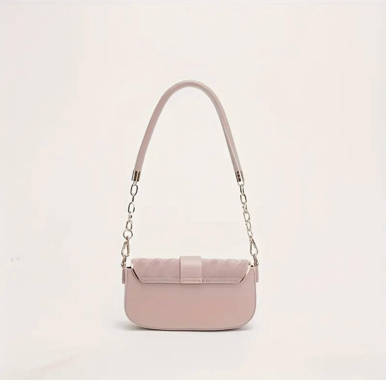 Ivory Luxe Chain-Accent Shoulder Bag (powder pink)